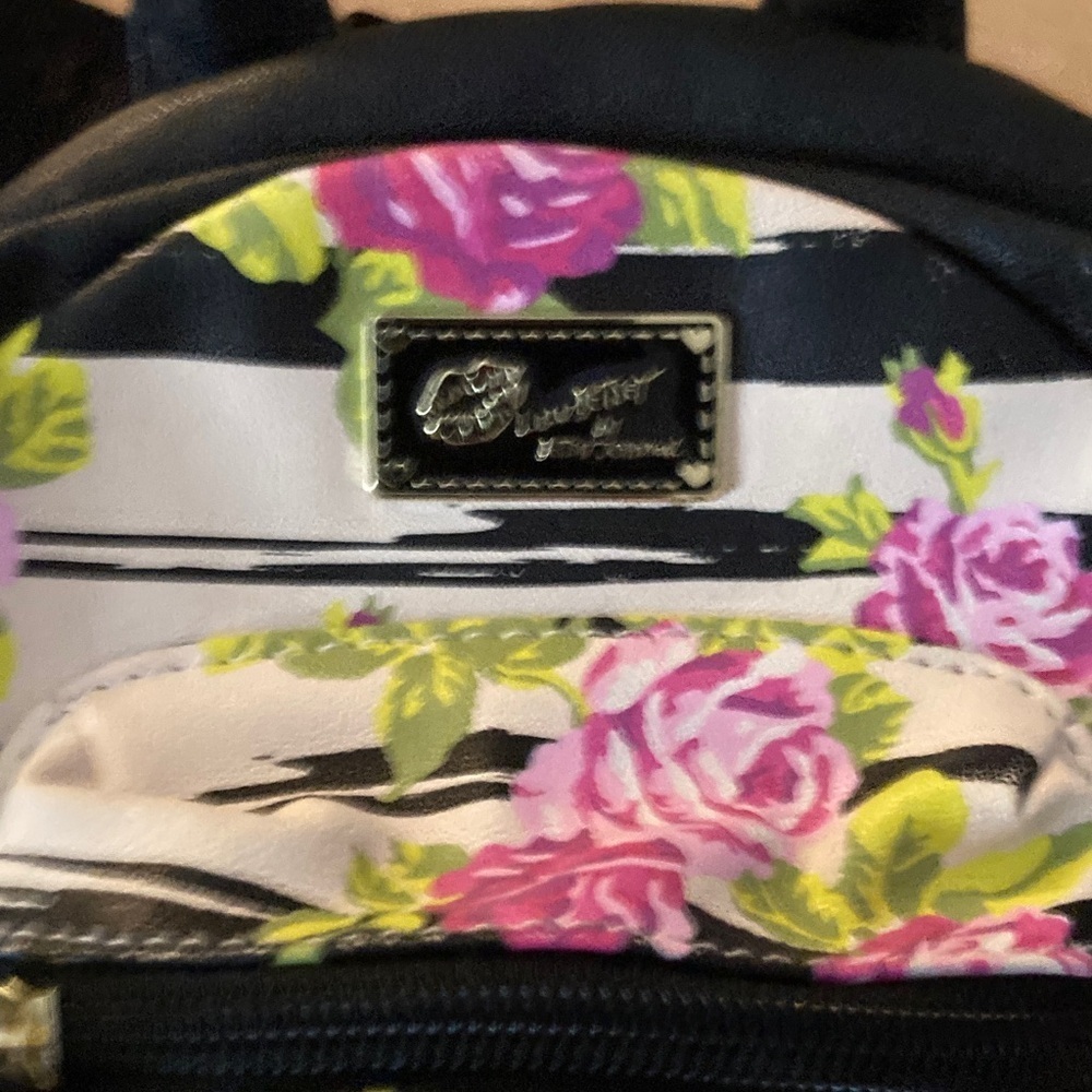 Luv Betsey by Betsey Johnson Floral Striped Mini Backpack. EUC. Super cute - Picture 2 of 7